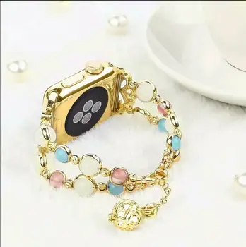 Essidi Luminos Pearl Margele Brățară Curea Pentru Apple Watch SE 6 5 4 3 2 1 38 40 42 44mm Trupa de Metal Buclă Pentru Apple Watch Correa