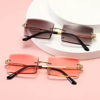 Fara rama Dreptunghiulară ochelari de Soare Moda de Lux Doamnelor Populare Bărbați Stradă Fotografiere Tendință de Design de Brand Umbra Aliaj UV400 Ochelari