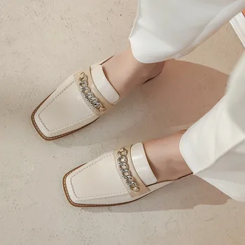 FEDONAS Moda Concis Piele naturala Femei Catâri Square Toe Toc Gros Sandale Pentru Femei Partid Lucru, Pantofi de Femeie Tocuri