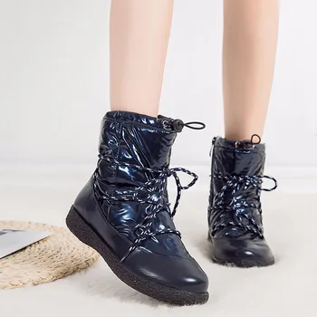 Femei Cizme 2021 Moda Din Piele Cizme De Zapada Pentru Femei Dantelă Sus Impermeabil Cizme De Iarna Pentru Femei Pantofi De Pluș Ține De Cald Doamnelor Pantofi