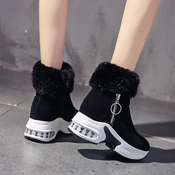 Femei Glezna Cizme Cald Plus De Iarnă Pantofi Pentru Femeie Cizme Pene Tocuri Inalte Doamnelor Cizme Femei Din Piele Cizme De Zapada Pantofi De Iarna