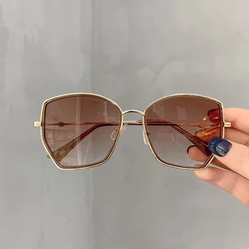 Femeile Neregulate ochelari de Soare Moda Poligon de Metal Cadru Mare Doamna Ochelari de Soare Clasic Gradient de Ochelari de soare UV400