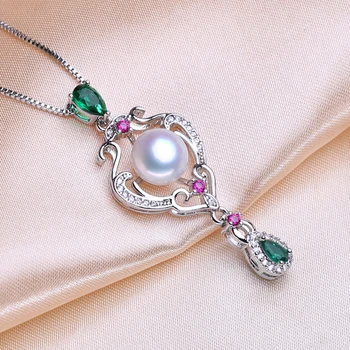 FENASY Argint 925 Naturale de apă Dulce Pearl Seturi de Bijuterii pentru Femei Colier de Perle cu Cercei cu rubine Idee de Cadou