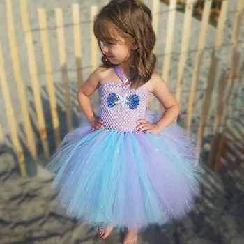 Fete Baby Mermaid Princess Tutu Dress Copii Croșetat Scoici Perla Tul Rochie Copii Petrecere Costum Cosplay Rochii