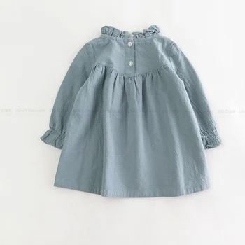 Fetita rochie cu maneci lungi pentru copii de primavara lenjerie de pat din bumbac rochie vintage tricou Vrac rochii de copii de calitate bluza haine de toamna