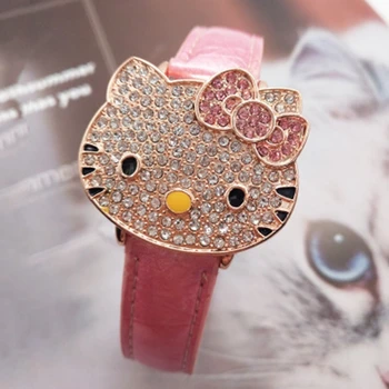 Fierbinte De Vânzare Drăguț Ceas Din Piele Pentru Copii Fete Femei Cristal De Cuarț Rochie Ceas De Mână Relojes