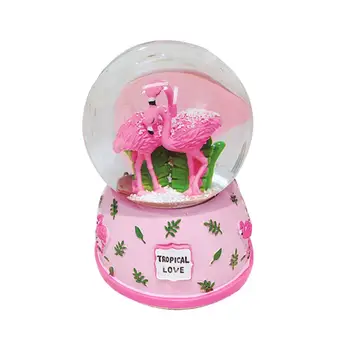 Flamingo roz 3D Zăpadă glob de Cristal Music Box de Sticlă Sclipici 3 X 5 Inch, cel Mai bun Cadou Pentru Iubita Fete pentru Copii Music Box