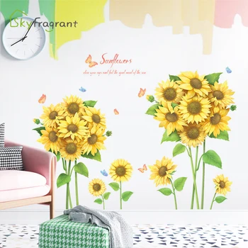 Floarea-soarelui autocolant perete rurale auto-adezive autocolante living fundal de perete dormitor decor decor decor decor cameră