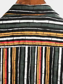 Florale Imprimate Vara Mens Tricou 2020 Casual cu Dungi Camasi pentru Barbati Mozaic de Flori Print Camasa pentru Barbati Mens Îmbrăcăminte Camisas