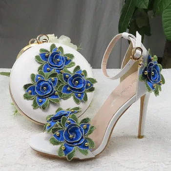 Flori de nunta pantofi cu saci de potrivire de Înaltă tocuri sandale Glezna Curea Sandale de Vara de pantofi și sac Mare de Pantofi de Femeie