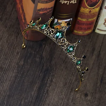 FORSEVEN Baroc, Vintage Verde de Cristal Coroanei Diademe de Mireasa de Mireasa Accesorii de Par Floare de Tiara Headpieces tocados para novia
