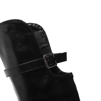FURA CAT 2020 Femei Cizme Genunchi Ridicat Pătrat Femeile cu Toc Pantofi Platforma din piele de Iarnă pantofi pentru femei Cizme pentru Femei de mari Dimensiuni 46