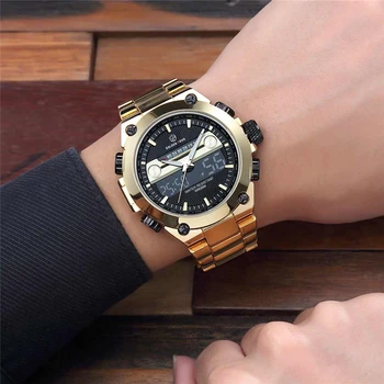 GOLDENHOUR Brand Analog Cuarț Ceas pentru Bărbați Ceasuri Sport Barbati din Oțel Complet Militare Ceas rezistent la apa Ceasul de Aur Relogio Masculino