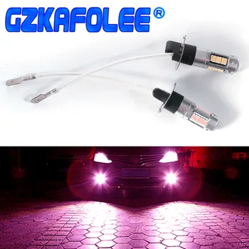 Gzkafolee 2 buc Masina de Ceață lampa h3 led-uri Auto Becurile Farurilor 30-SDM 4014 chip Alb roz 1000LM 10W
