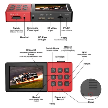 HD Video Recorder Caseta Video Recorder Cutie Portabil Joc de Captură Ezcap 273A cu 3.5 Inch LCD Ecran 1080P 60fps Jocul Capture