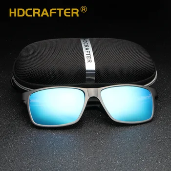 HDCRAFTER Dreptunghi ochelari de Soare Barbati Polarizati Moale Cadru din Aliaj de Om Retro Ochelari de soare Cu Cazul UV400
