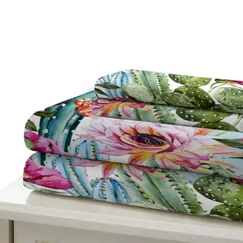 HELENGILI 3D Set de lenjerie de Pat plante Tropicale Imprimare Carpetă acopere stabilit realiste, lenjerii de pat, cu fata de perna pat set Textile acasă #RD-03