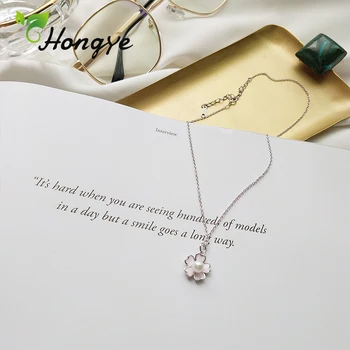 Hongye Real Colier De Perle De Flori De Cires Roz Design Nou Lanț De Gât Argint 925 De Bijuterii De Sex Feminin Dulce Pandantiv Coliere 2020