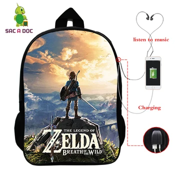 Hot Jocul The Legend of Zelda ghiozdane pentru Baieti USB de Încărcare Latop Back Pack Plecak ghiozdane pentru Fete Adolescente Mochilas Mujer