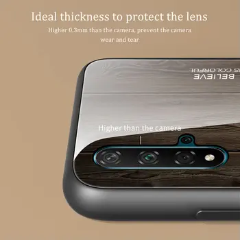 Huawei Nova 5T Caz de Siliciu Cadru rezistent la Șocuri Cazul în care Telefonul Pentru Huawei Nova 5T Lemnului Oglinda Sticla Capac Spate 6.26 inch