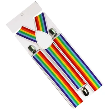 HUOBAO 2019 Nou 3,5 cm Bărbați Femei Bretele Curcubeu Colorat cu Dungi Suspensor Y-spate Bretele