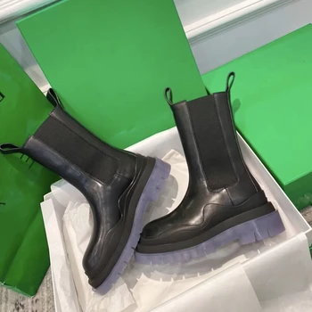 Iarna Noi femei pantofi platforma Chelsea Cizme Femei Mid-tub Cizme Casual Slip-on Cizme Femei Verde botas de mujer ay16