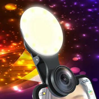 Inel Universal Lumina Selfie Telefon Mobil Obiectiv Portabil LED Flash Luminos Clip Lumină pentru iPhone Telefon Inteligent