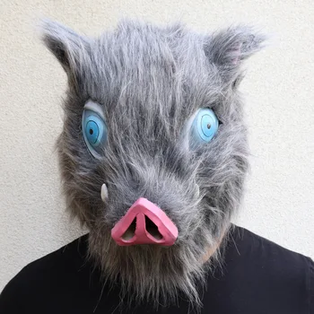 Inosuke Hashibira Masca de Casca Demon Slayer Kimetsu nu Yaiba Cosplay Capota de Păr Mască de Porc articole pentru acoperirea capului Halloween Costum de Carnaval Prop