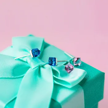 INZATT 2018 la Modă Albastru roz Zircon Cercei Stud Pătrat Geometrice Pentru Femeile Romantice, Nunta de Cristal Moda Bijuterii Cadou