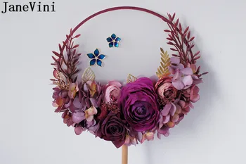 JaneVini Morandi Violet Flori de Mireasa Fan Chinez Antichitate Buchet de Mireasa 2020 Artificiale buchete de Trandafiri de fleurs mariage