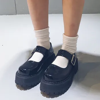 Japoneze 2020 Vara Noi Liane Punk Harajuku Oxfrod Platforma Pantofi Piele Curea Cataramă Femei Mary Jane Pompe cu un Singur