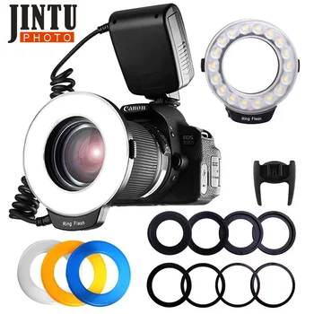 JINTU RF-550 Macro 48 LED flash de Lumină Inel pentru Nikon D500 D5500 D3400 D750 D7100 D7200 D90 D800 D800E,D810 + 6 buc inele adaptoare