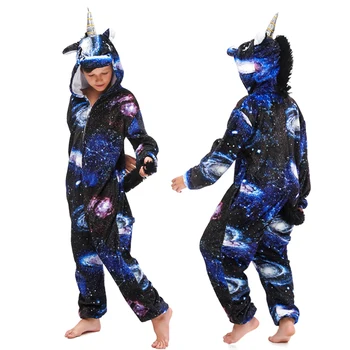 Kigurumi Unicorn Onesie Pijamale Animale pentru Copii Fete Baieti Pijamale Desene animate pentru Copii Licorne Cusatura Pijama Costum Salopete de Iarna