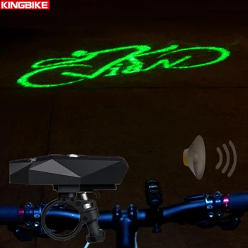KINGBIKE Biciclete Lumina Verde Laser Fotografie USB Reîncărcabilă MTB Biciclete Lumina Electrică Claxon Bicicleta Lumină de Siguranță lampa de Bicicleta Bell