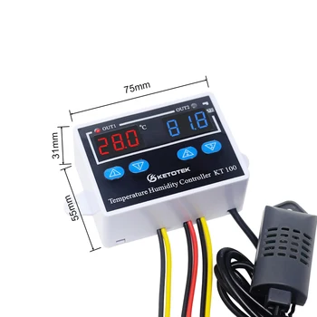 KT100 Digital de Temperatură și Umiditate Controller Ieșire Directă Termostat comandat prin Higrostat 10A Termostat de Control al Temperaturii Comutator