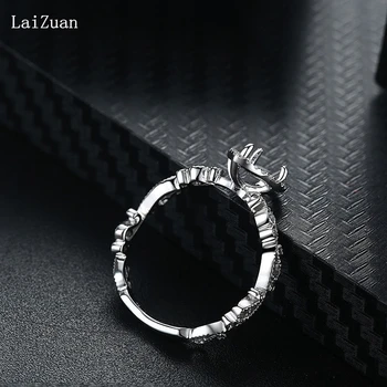 LaiZuan Pere 5x7mm Semi Monta Inelul de Logodna Cadru Solid 14k Aur Alb Certificate Diamante Rotunde Inel Femei Bijuterii de Epocă