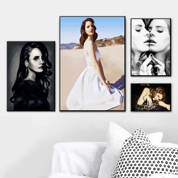 Lana Del Rey Cantareata de Muzica Poster de Arta Pictura pe Pânză de Mătase postere si printuri Nordic Fată Decor Dormitor Imagine