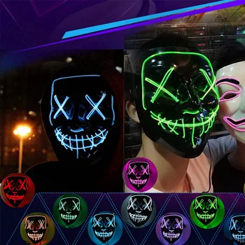 Led Masca Petrecere De Halloween Decor Masque Mascaradă Măști Lumina De Neon Glow În Întuneric Rimel Groază Maska Stralucitoare Masker