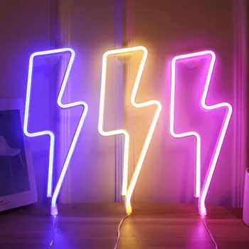LED Neon Lumini de Noapte Fulger Lampă de Perete Decor de Lumină Priză USB pentru Interior Petrecere de Nunta, Xmas Camera Copii Lămpi Decorative