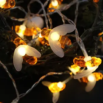 LED-uri minunat de albine ghirlanda de lumini șir în aer liber, grădină cu gazon, zână lumini de vacanță bateria este petrecerea de nunta decor de Anul Nou