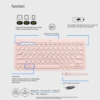 Logitech K380 Bluetooth Wireless Keyboard Ultra Subțire Portabil Mut Multi-Dispozitiv Tastaturi Pentru PC, Laptop, Tableta Android IOS
