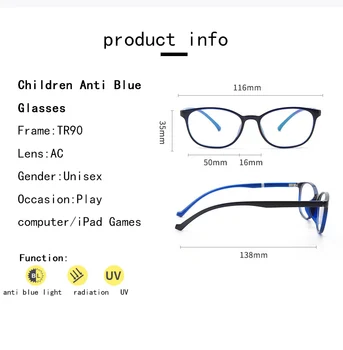 Lumina albastră de Blocare Pahare Filtru Albastru Ray Joc pe Calculator Ochelari pentru Fete Baieti Pătrat Ochelari Adolescenti Student de Protecție a Ochilor