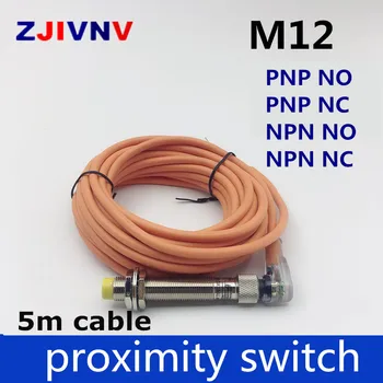 M12-conector cu fișă tip senzor inductiv PNP NPN NO/NC comutatorul de proximitate DC 3 /4 fire, cablu 5m, unghi plug cu indicator led