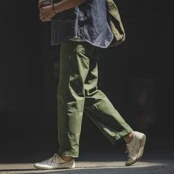 Maden Bărbați Armata Verde, Pantaloni, Salopete Dreptunghiulare Drepte Pantaloni Casual Retro Vintage Barbati Nou Stil de Bumbac
