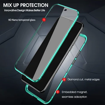 Magnetic 360 Complet Capacul de Metal Flip case Pentru Xiaomi Mi 9 9M Pro laterale Duble Tempered Glass Pentru Xiaomi Mi 8 9 SE Mi9 A2 Capa Funda