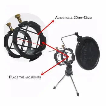 Mai nou microfon Microfon Foarfeca de Suspensie a Brațului Suport și Clemă de Montare Tabelul Filtru de Parbriz Scut de Metal Kit de Montare
