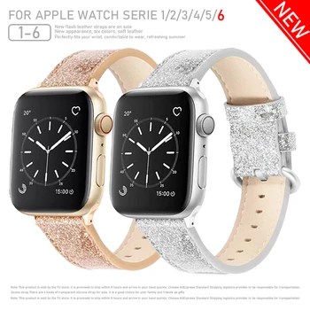 Mai nou Strălucitor Bandă de piele pentru Apple Watch SE Seria 6 5 4 3 2 pentru iWatch bratara benzi 38/40/42/44mm Curea Curea accesorii