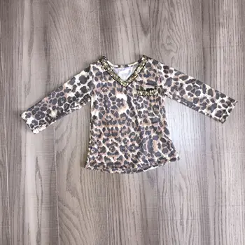 Mama și fiica haine de fata V-neck paiete de aur leopard tricouri femei leopard tricou mami mi cad de sus