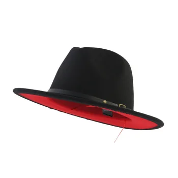 Marimea 56-58CM Moda Mozaic Negru Roșu de Lână femeii Goale de Vest Pălărie de Cowboy Cu Zeul-Soare Centura Fermiera Jazz Capac AD0848