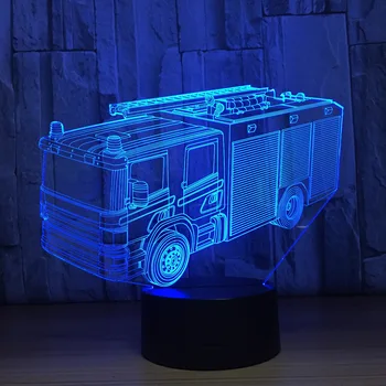 Mașină de pompieri 3D Lampă 7 Culori LED-uri Lampa de Noapte Pentru Copii Touch LED-uri USB Masă Lampara Lampe de Dormit pentru Copii Veioza Picătură Navă